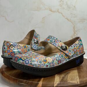 Alegria Paloma Mary‎ Jane Shoes Women 42 Multicolor Mosaic Leather Comfort Aztec